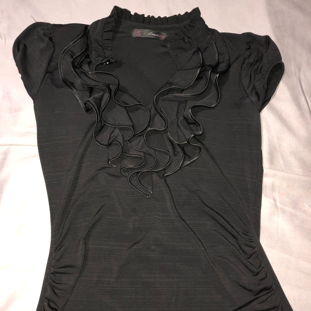 Black ruffle shirt